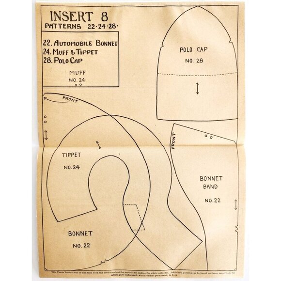 1913 Mary Frances Sewing Pattern Doll Auto Bonnet Muff Tippet Polo Cap DWSS11 - Picture 3 of 4